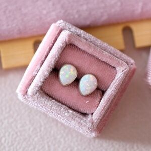 White Opal Tear Drop Sterling Silver Earrings for Women